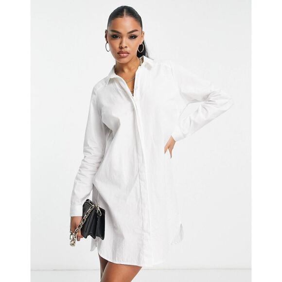 ASOS Dresses & Skirts - ASOS Design Cotton Mini Shirt Dress In White Size 6. NEW